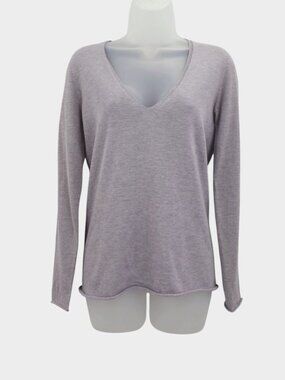 Fabiana Filippi Womens 100% Cotton V-Neck Long Sleeve Sweater Purple Size XS